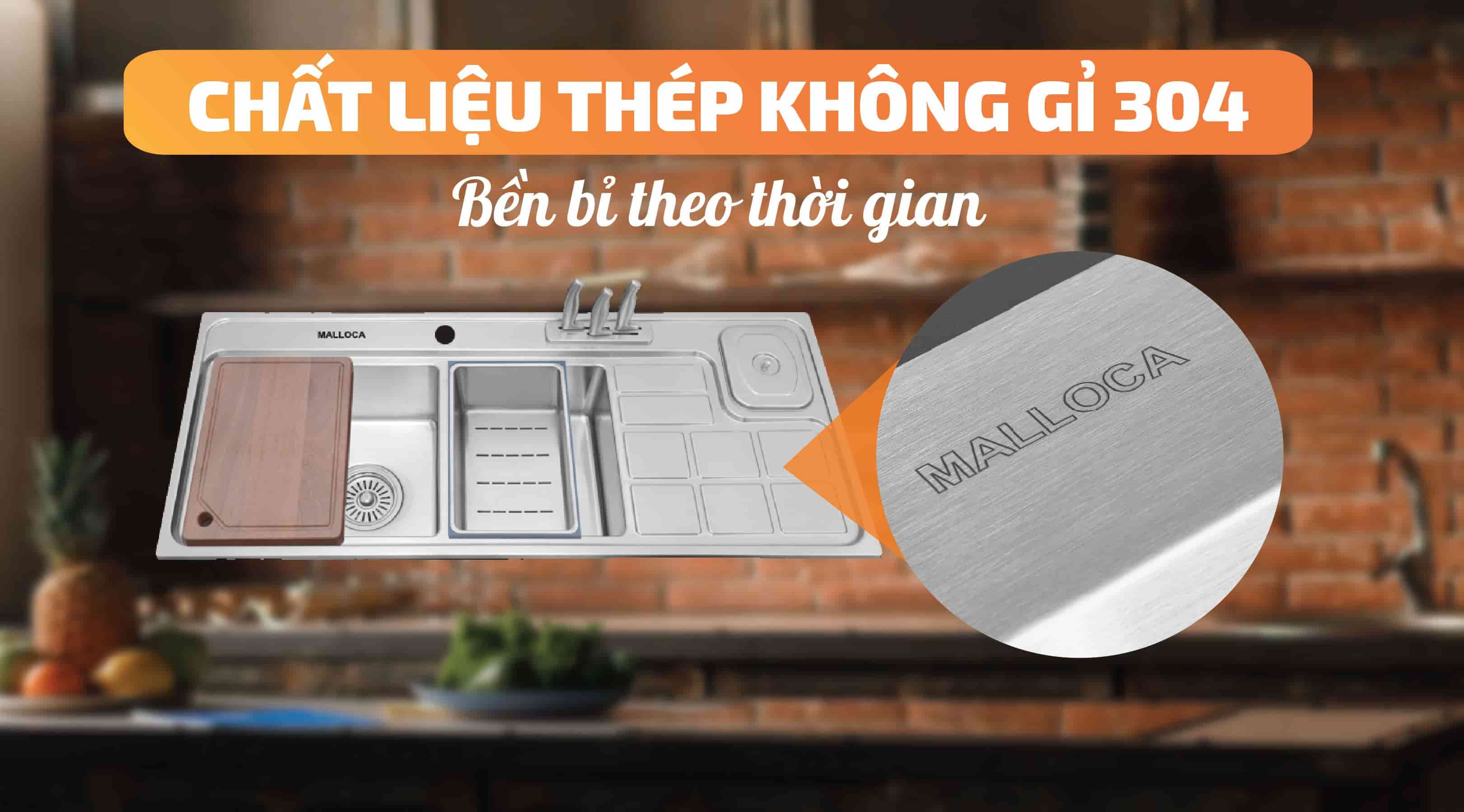 Chậu rửa chén Malloca MS 8817 - Thép không gỉ 304